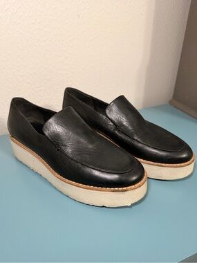 Vince Women's Zeta Loafer Size 6 Platform Slip On Shoe Black Leather